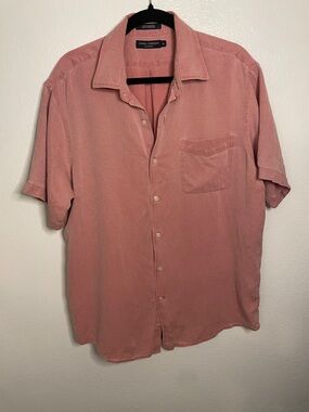 Cremieux Men’s XL Silk Blend Camp Shirt – Dusty Rose Short Sleeve Button Up